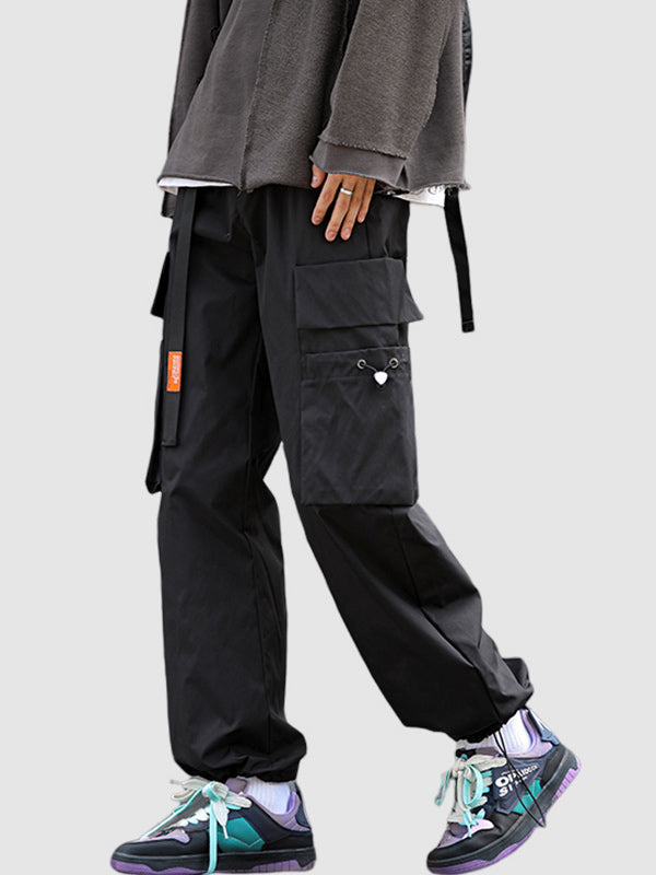 Men's Large Pocket Ribbon Casual Cargo Pants