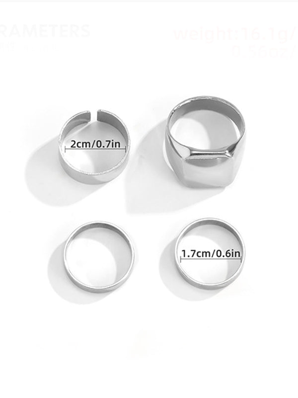 Simple and versatile fashion ring 4Pcs/set