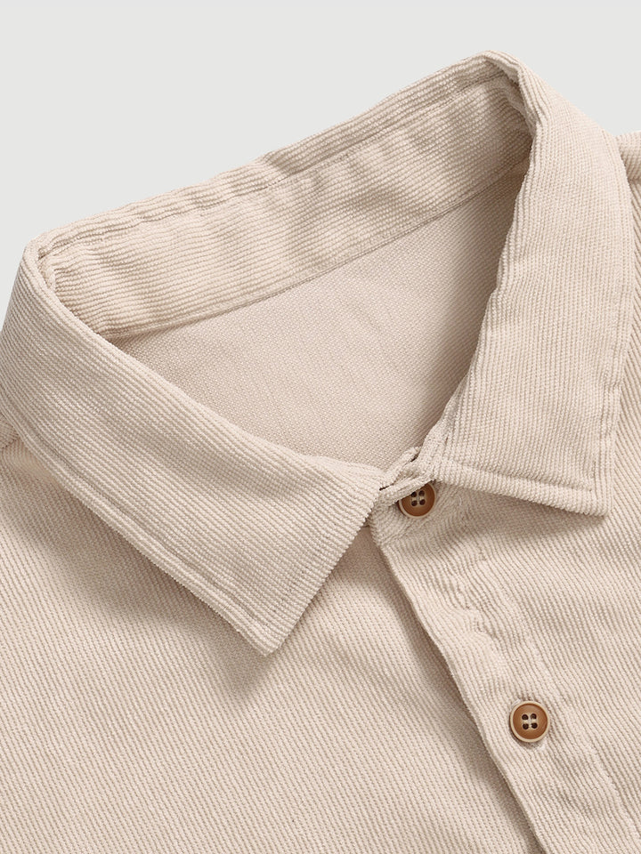 Men's Textured Corduroy Long Sleeve Shirt KHAKI