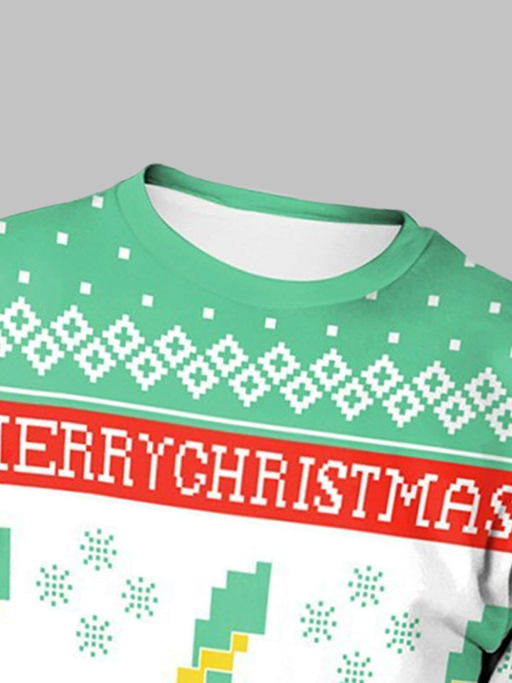 Men's 'Merry Christmas' Lettering Crew Neck T-shirt