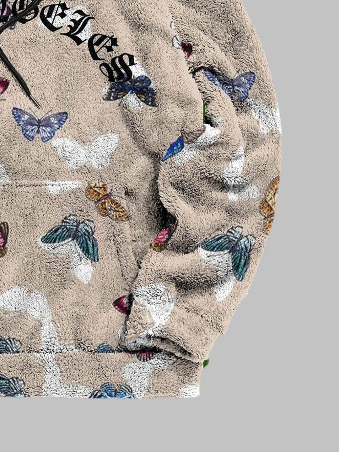 Men's colorful butterfly print fleece hoodie