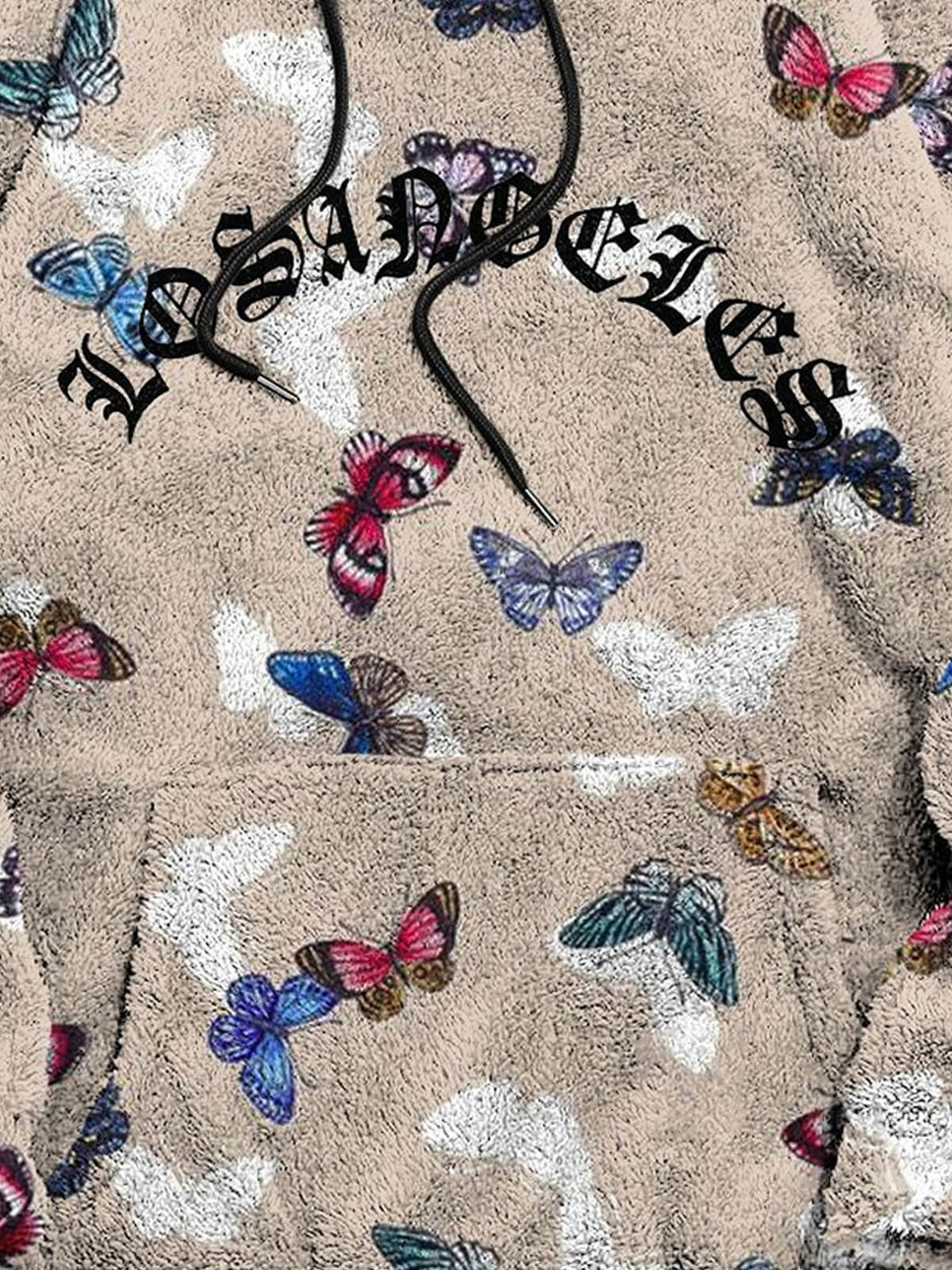 Men's colorful butterfly print fleece hoodie