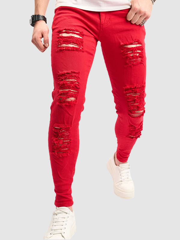 Men's Solid Casual Skinny Pocket Jeans