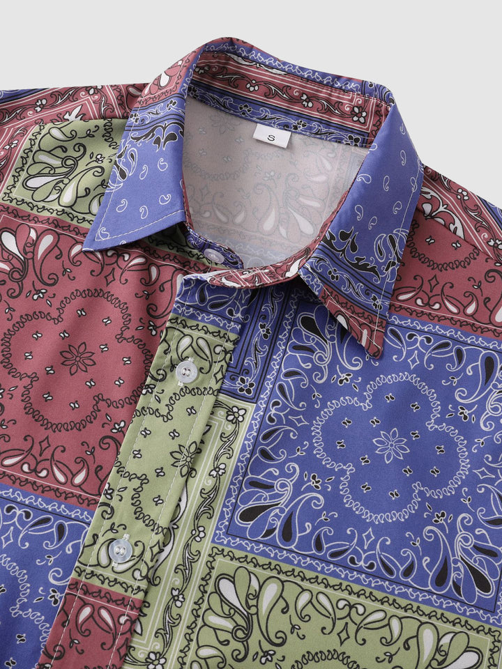 Men's Vintage Paisley Print Casual Short Sleeve Shirt