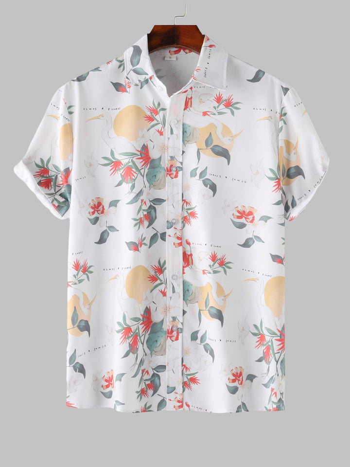 Men's Floral Print Casual Short Sleeve Shirt