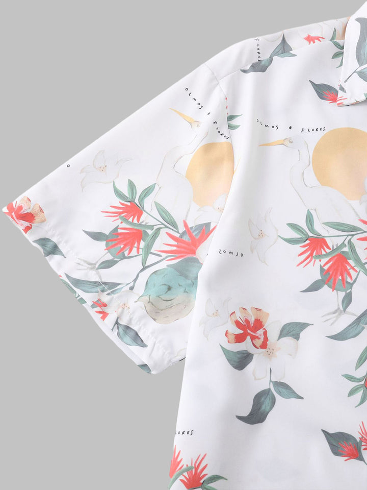 Men's Floral Print Casual Short Sleeve Shirt