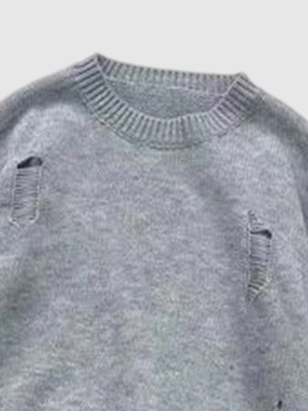Men's retro, versatile, casual, solid color crew neck sweater