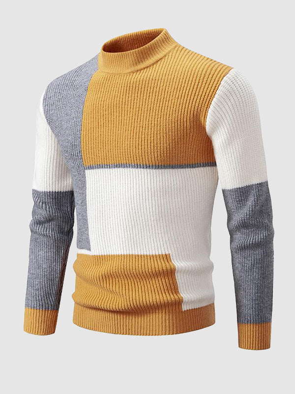 Men's Colorblock Round Neck Knitted Sweater