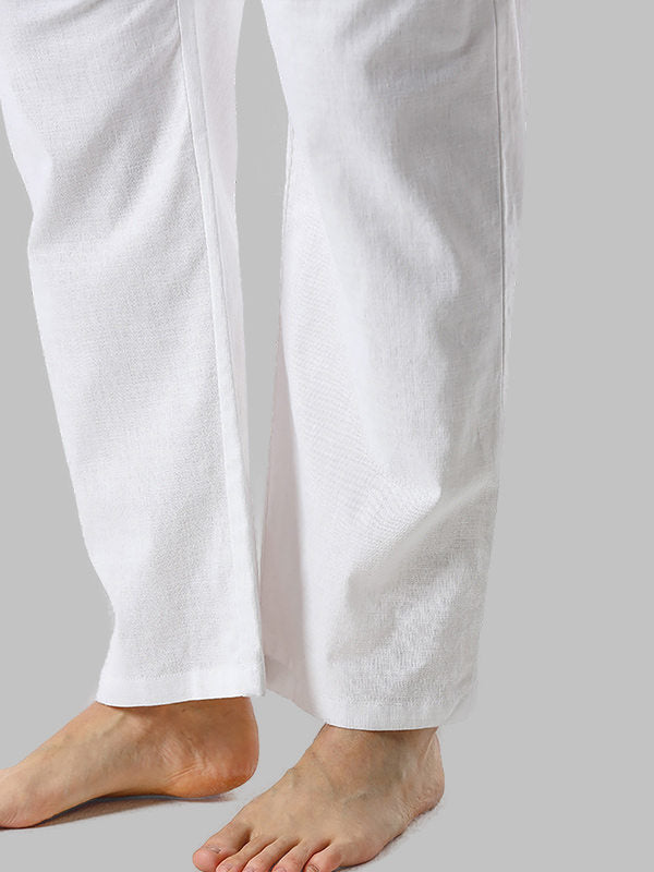 Men's imitation cotton and linen solid color loose casual pants