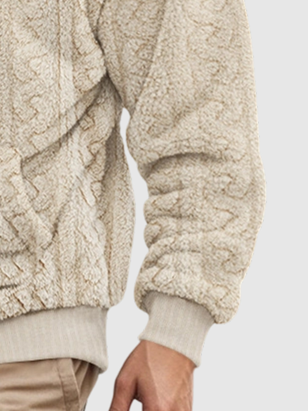 Men's Hooded Jacquard Teddy Fleece Sports Casual Sweatshirt