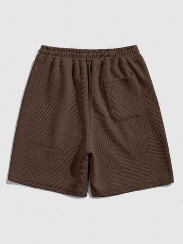 Mens Geometric Retro Jacquard Drawstring Shorts