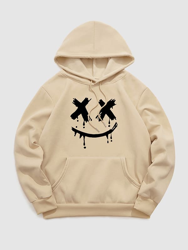 Men's Demon Smiley Face Print Hoodie