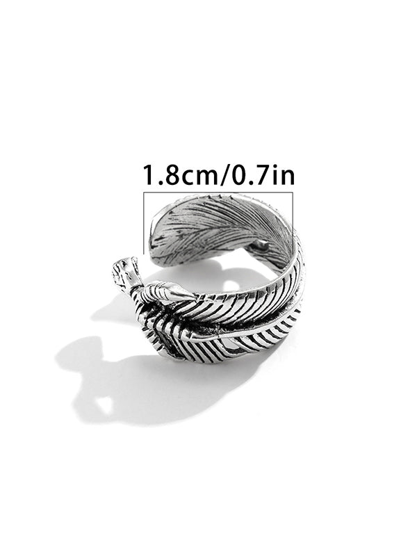 Retro simple feather style ring