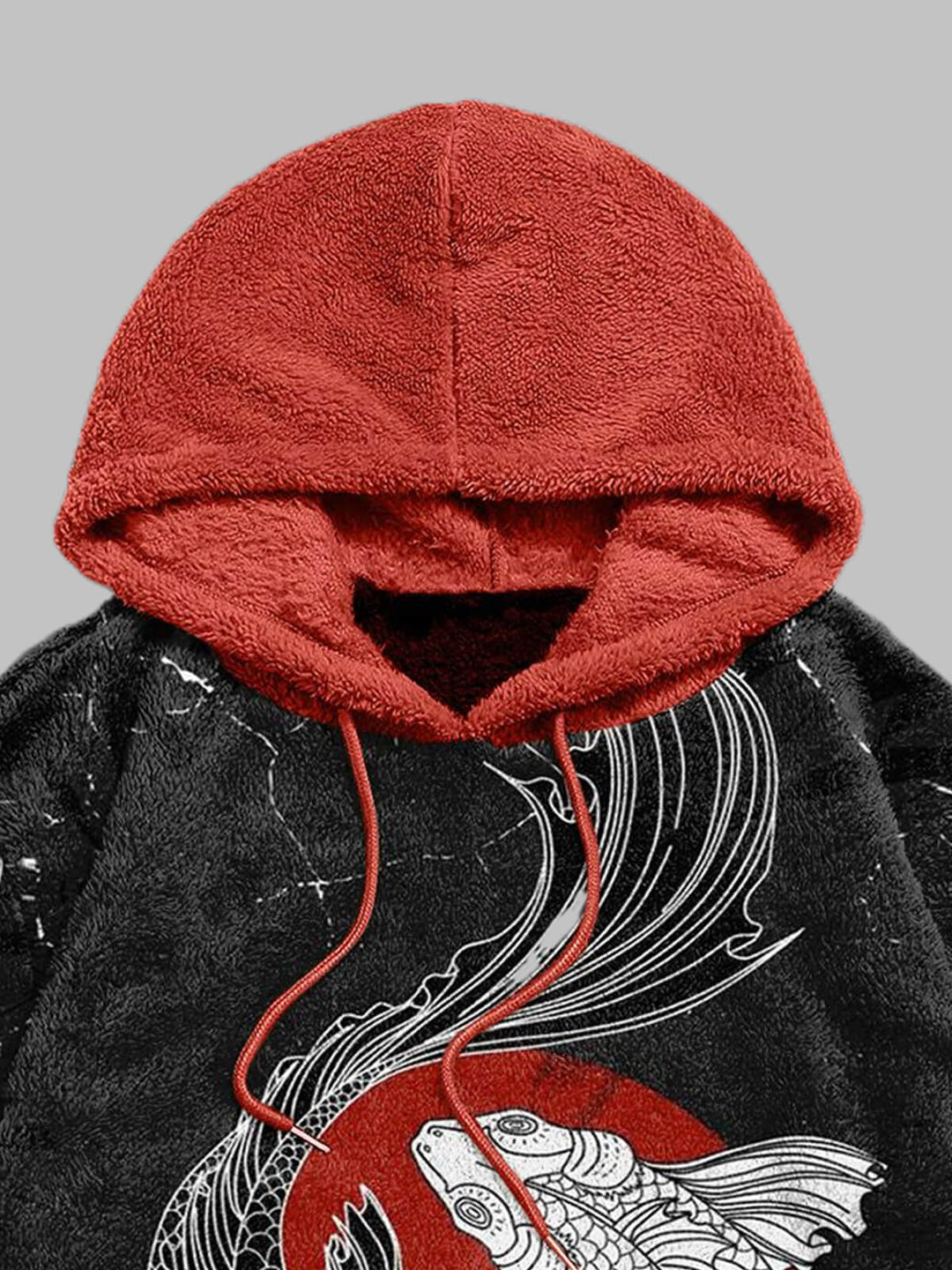 Men's Koi Print Fleece Hoodie