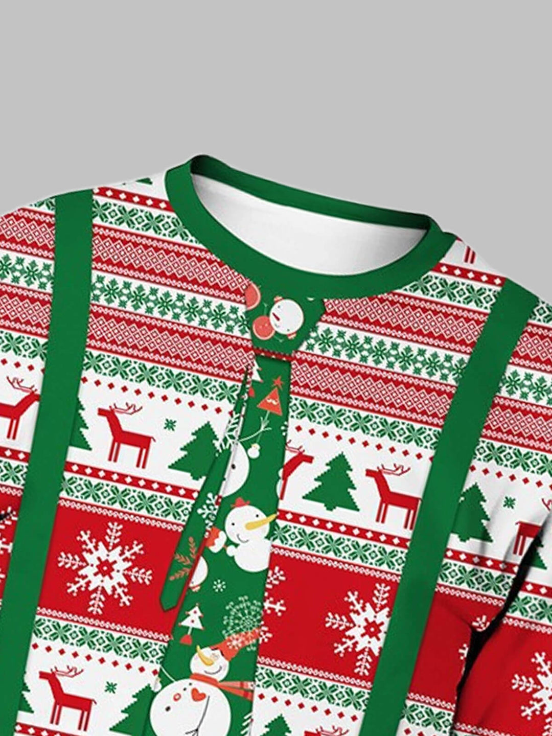 Men's bow tie print Christmas round neck T-shirt