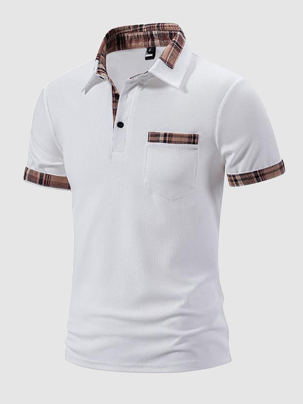 Men's Plaid Contrast Color Business Casual POLO