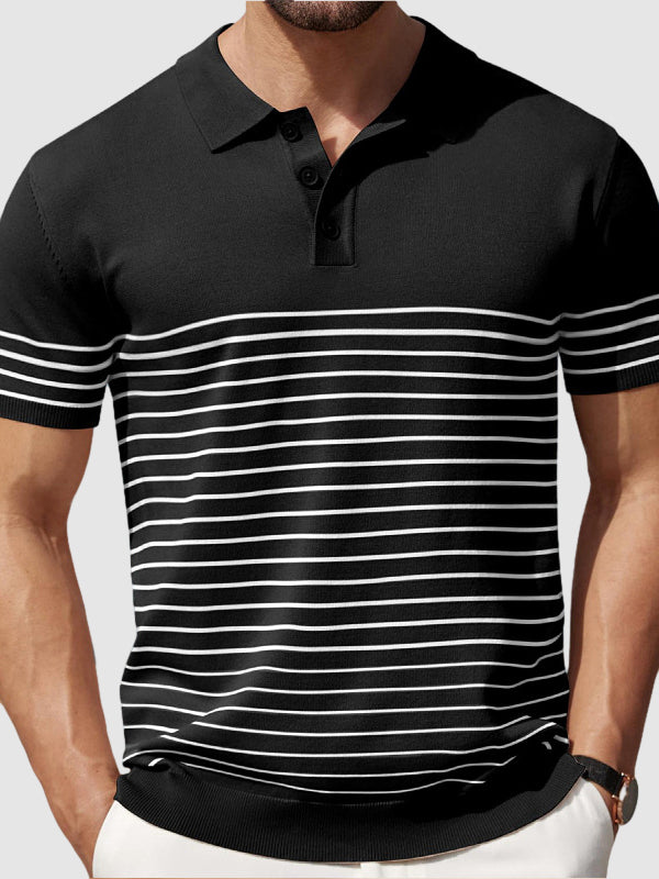 Men's Striped Knitted Business Casual POLO