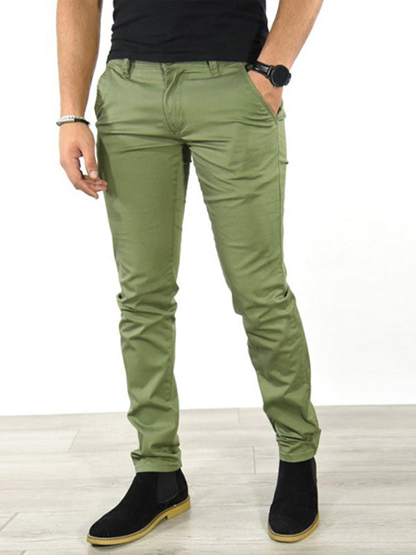 Men's Solid Color Basic Slim Fit Business Casual Pants