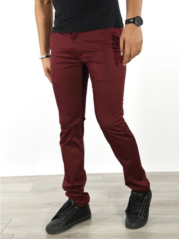 Men's Solid Color Basic Slim Fit Business Casual Pants