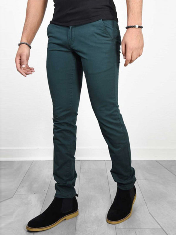 Men's Solid Color Basic Slim Fit Business Casual Pants