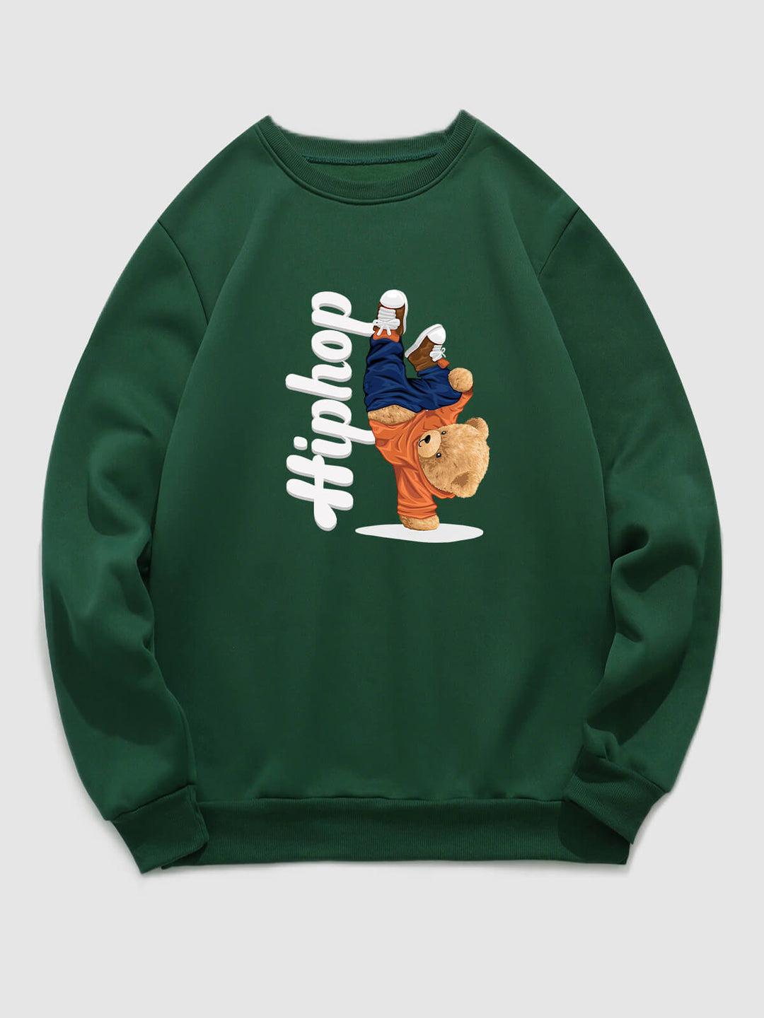 Men's Hip-Hop Bear Graphic Print Crew Neck Sweatshirt