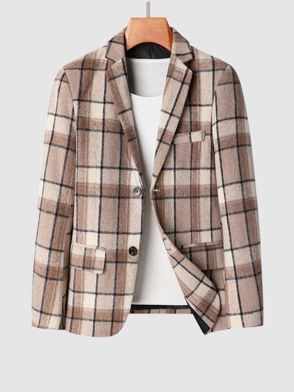 Plaid Wool Blend Blazer